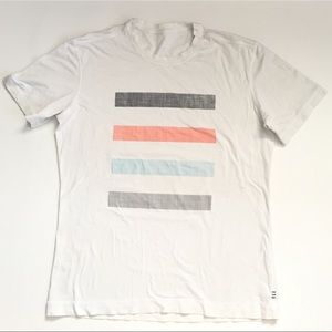 White Graphic T-Shirt with Stripes